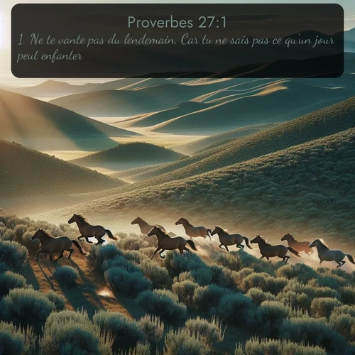 Segond Proverbes  ; image nature: image avec le verset biblique :Ne te vante pas du lendemain, Car tu ne sais pas ce qu&#039;un jour peut enfanter. ;  ; 27:1