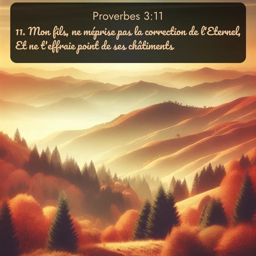 Segond Proverbes  ; image nature: image avec le verset biblique :Mon fils, ne méprise pas la correction de l&#039;Eternel, Et ne t&#039;effraie point de ses châtiments; ;  ; 3:11