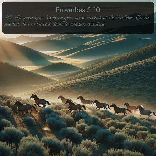 Segond Proverbes  ; image nature: image avec le verset biblique :De peur que des étrangers ne se rassasient de ton bien, Et du produit de ton travail dans la maison d&#039;autrui; ;  ; 5:10
