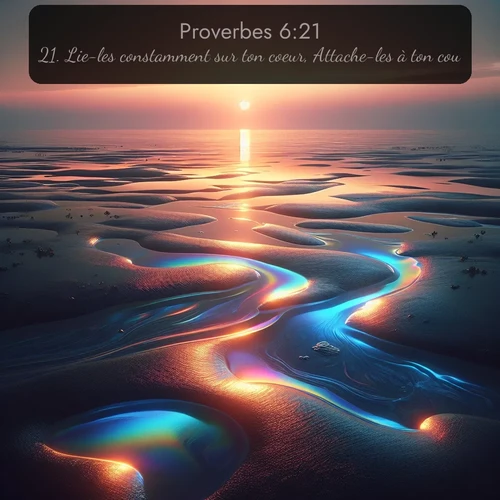 Segond Proverbes  ; image nature: image avec le verset biblique :Lie-les constamment sur ton coeur, Attache-les à ton cou. ;  ; 6:21