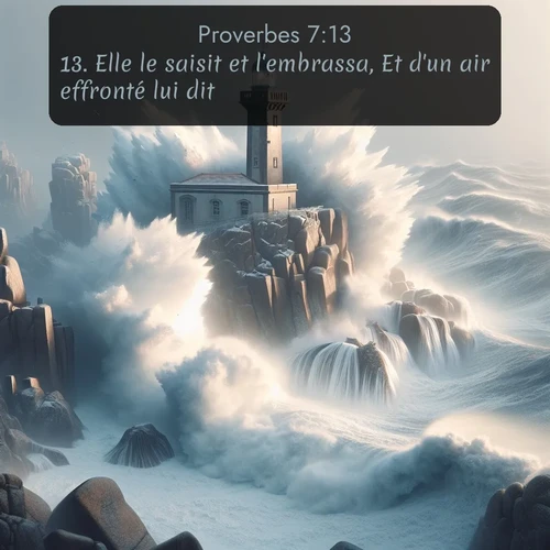 Segond Proverbes  ; image nature: image avec le verset biblique :Elle le saisit et l&#039;embrassa, Et d&#039;un air effronté lui dit: ;  ; 7:13