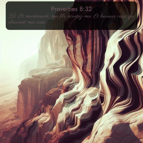 Segond Proverbes  ; image nature: image avec le verset biblique :Et maintenant, mes fils, écoutez-moi, Et heureux ceux qui observent mes voies! ;  ; 8:32