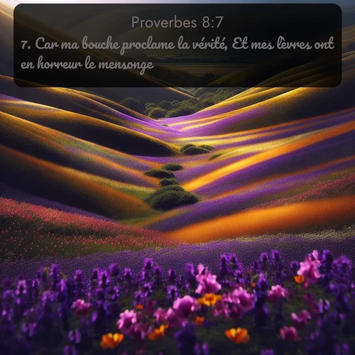 Segond Proverbes  ; image nature: image avec le verset biblique :Car ma bouche proclame la vérité, Et mes lèvres ont en horreur le mensonge; ;  ; 8:7