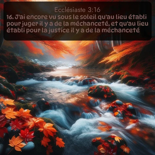 Segond Ecclésiaste  ; image nature: image avec le verset biblique :J&#039;ai encore vu sous le soleil qu&#039;au lieu établi pour juger il y a de la méchanceté, et qu&#039;au lieu établi pour la justice il y a de la méchanceté. ;  ; 3:16