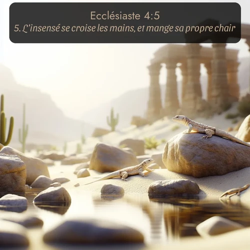 Segond Ecclésiaste  ; image nature: image avec le verset biblique :L&#039;insensé se croise les mains, et mange sa propre chair. ;  ; 4:5