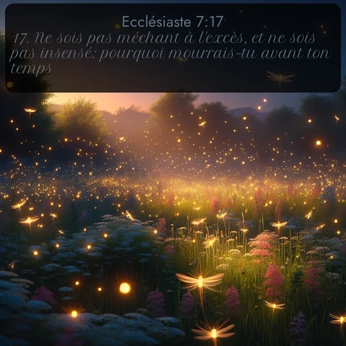 Segond Ecclésiaste  ; image nature: image avec le verset biblique :Ne sois pas méchant à l&#039;excès, et ne sois pas insensé: pourquoi mourrais-tu avant ton temps? ;  ; 7:17