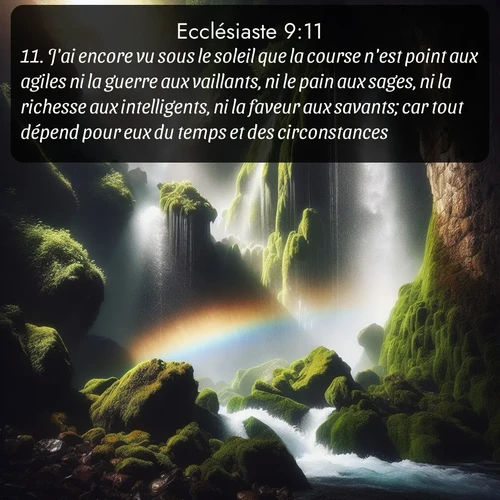 Segond Ecclésiaste  ; image nature: image avec le verset biblique :J&#039;ai encore vu sous le soleil que la course n&#039;est point aux agiles ni la guerre aux vaillants, ni le pain aux sages, ni la richesse aux intelligents, ni la faveur aux savants; car tout dépend pour eux du temps et des circonstances. ;  ; 9:11
