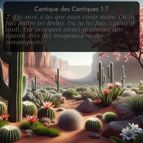 Segond Cantique des Cantiques  ; image nature: image avec le verset biblique :Dis-moi, ô toi que mon coeur aime, Où tu fais paître tes brebis, Où tu les fais reposer à midi; Car pourquoi serais-je comme une égarée Près des troupeaux de tes compagnons? - ;  ; 1:7