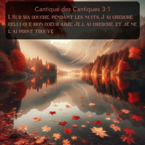 Segond Cantique des Cantiques  ; image nature: image avec le verset biblique :Sur ma couche, pendant les nuits, J&#039;ai cherché celui que mon coeur aime; Je l&#039;ai cherché, et je ne l&#039;ai point trouvé... ;  ; 3:1