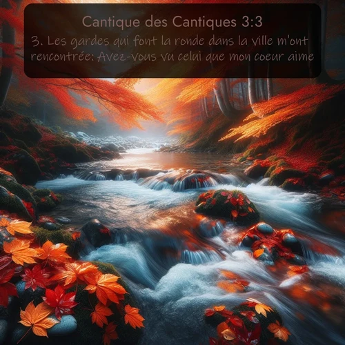 Segond Cantique des Cantiques  ; image nature: image avec le verset biblique :Les gardes qui font la ronde dans la ville m&#039;ont rencontrée: Avez-vous vu celui que mon coeur aime? ;  ; 3:3