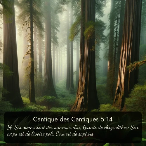 Segond Cantique des Cantiques  ; image nature: image avec le verset biblique :Ses mains sont des anneaux d&#039;or, Garnis de chrysolithes; Son corps est de l&#039;ivoire poli, Couvert de saphirs; ;  ; 5:14