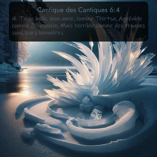 Segond Cantique des Cantiques  ; image nature: image avec le verset biblique :Tu es belle, mon amie, comme Thirtsa, Agréable comme Jérusalem, Mais terrible comme des troupes sous leurs bannières. ;  ; 6:4