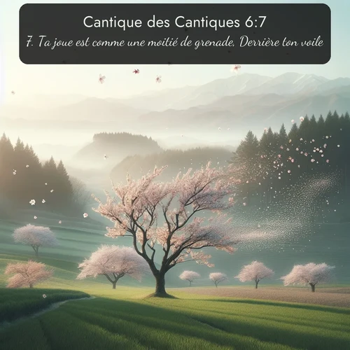 Segond Cantique des Cantiques  ; image nature: image avec le verset biblique :Ta joue est comme une moitié de grenade, Derrière ton voile... ;  ; 6:7