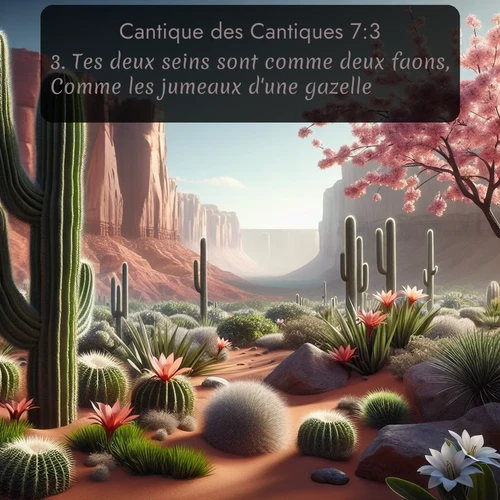 Segond Cantique des Cantiques  ; image nature: image avec le verset biblique :Tes deux seins sont comme deux faons, Comme les jumeaux d&#039;une gazelle. ;  ; 7:3