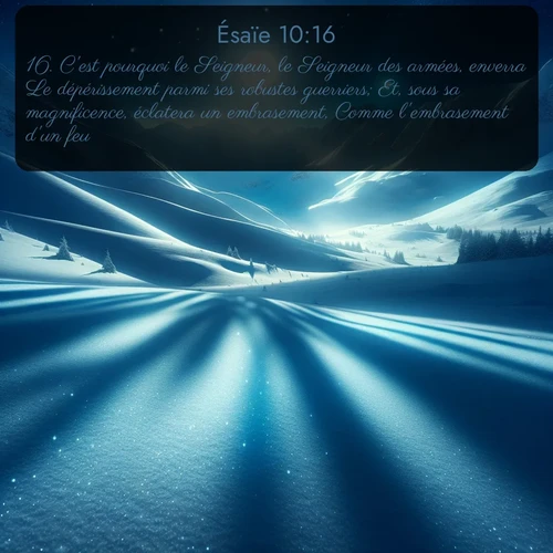 Segond Ésaïe  ; image nature: image avec le verset biblique :C&#039;est pourquoi le Seigneur, le Seigneur des armées, enverra Le dépérissement parmi ses robustes guerriers; Et, sous sa magnificence, éclatera un embrasement, Comme l&#039;embrasement d&#039;un feu. ;  ; 10:16