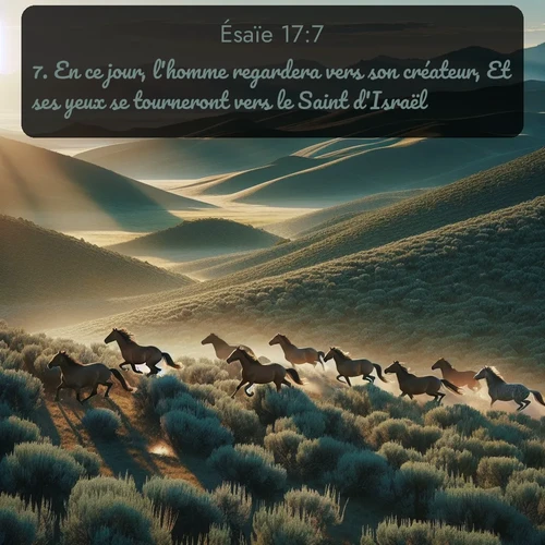 Segond Ésaïe  ; image nature: image avec le verset biblique :En ce jour, l&#039;homme regardera vers son créateur, Et ses yeux se tourneront vers le Saint d&#039;Israël; ;  ; 17:7