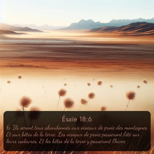 Segond Ésaïe  ; image nature: image avec le verset biblique :Ils seront tous abandonnés aux oiseaux de proie des montagnes Et aux bêtes de la terre; Les oiseaux de proie passeront l&#039;été sur leurs cadavres, Et les bêtes de la terre y passeront l&#039;hiver. ;  ; 18:6
