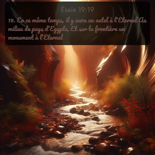 Segond Ésaïe  ; image nature: image avec le verset biblique :En ce même temps, il y aura un autel à l&#039;Eternel Au milieu du pays d&#039;Egypte, Et sur la frontière un monument à l&#039;Eternel. ;  ; 19:19