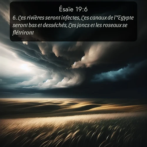 Segond Ésaïe  ; image nature: image avec le verset biblique :Les rivières seront infectes, Les canaux de l&#039;Egypte seront bas et desséchés, Les joncs et les roseaux se flétriront. ;  ; 19:6