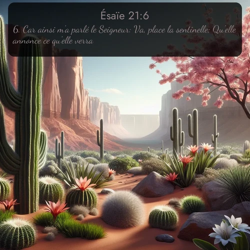 Segond Ésaïe  ; image nature: image avec le verset biblique :Car ainsi m&#039;a parlé le Seigneur: Va, place la sentinelle; Qu&#039;elle annonce ce qu&#039;elle verra. - ;  ; 21:6