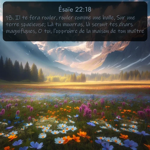 Segond Ésaïe  ; image nature: image avec le verset biblique :Il te fera rouler, rouler comme une balle, Sur une terre spacieuse; Là tu mourras, là seront tes chars magnifiques, O toi, l&#039;opprobre de la maison de ton maître! ;  ; 22:18
