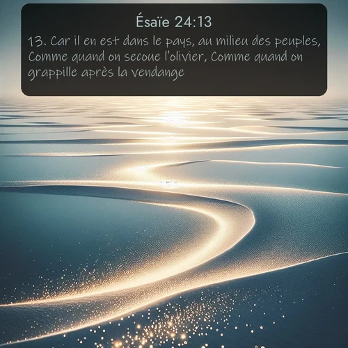 Segond Ésaïe  ; image nature: image avec le verset biblique :Car il en est dans le pays, au milieu des peuples, Comme quand on secoue l&#039;olivier, Comme quand on grappille après la vendange. ;  ; 24:13