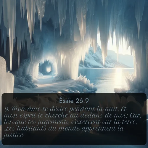 Segond Ésaïe  ; image nature: image avec le verset biblique :Mon âme te désire pendant la nuit, Et mon esprit te cherche au dedans de moi; Car, lorsque tes jugements s&#039;exercent sur la terre, Les habitants du monde apprennent la justice. ;  ; 26:9