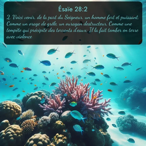 Segond Ésaïe  ; image nature: image avec le verset biblique :Voici venir, de la part du Seigneur, un homme fort et puissant, Comme un orage de grêle, un ouragan destructeur, Comme une tempête qui précipite des torrents d&#039;eaux: Il la fait tomber en terre avec violence. ;  ; 28:2