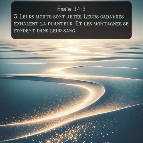 Segond Ésaïe  ; image nature: image avec le verset biblique :Leurs morts sont jetés, Leurs cadavres exhalent la puanteur, Et les montagnes se fondent dans leur sang. ;  ; 34:3