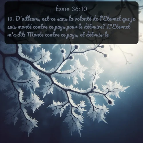 Segond Ésaïe  ; image nature: image avec le verset biblique :D&#039;ailleurs, est-ce sans la volonté de l&#039;Eternel que je suis monté contre ce pays pour le détruire? L&#039;Eternel m&#039;a dit: Monte contre ce pays, et détruis-le. ;  ; 36:10