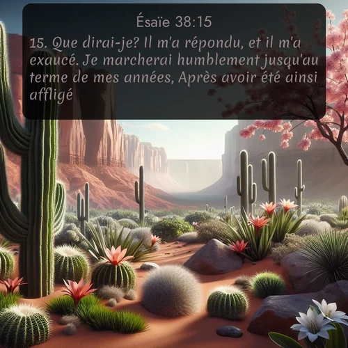Segond Ésaïe  ; image nature: image avec le verset biblique :Que dirai-je? Il m&#039;a répondu, et il m&#039;a exaucé. Je marcherai humblement jusqu&#039;au terme de mes années, Après avoir été ainsi affligé. ;  ; 38:15