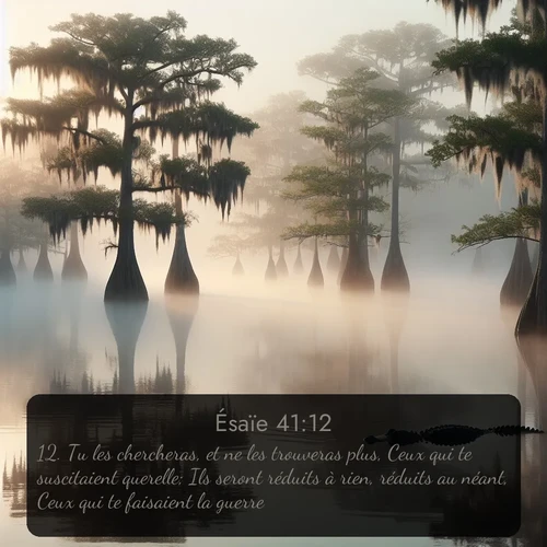 Segond Ésaïe  ; image nature: image avec le verset biblique :Tu les chercheras, et ne les trouveras plus, Ceux qui te suscitaient querelle; Ils seront réduits à rien, réduits au néant, Ceux qui te faisaient la guerre. ;  ; 41:12