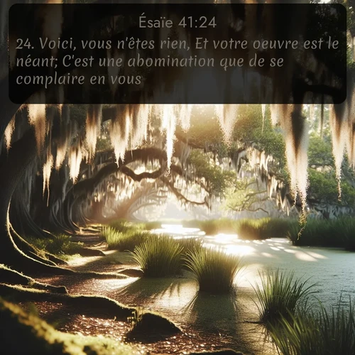 Segond Ésaïe  ; image nature: image avec le verset biblique :Voici, vous n&#039;êtes rien, Et votre oeuvre est le néant; C&#039;est une abomination que de se complaire en vous. ;  ; 41:24