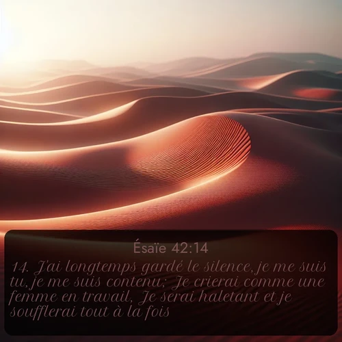 Segond Ésaïe  ; image nature: image avec le verset biblique :J&#039;ai longtemps gardé le silence, je me suis tu, je me suis contenu; Je crierai comme une femme en travail, Je serai haletant et je soufflerai tout à la fois. ;  ; 42:14