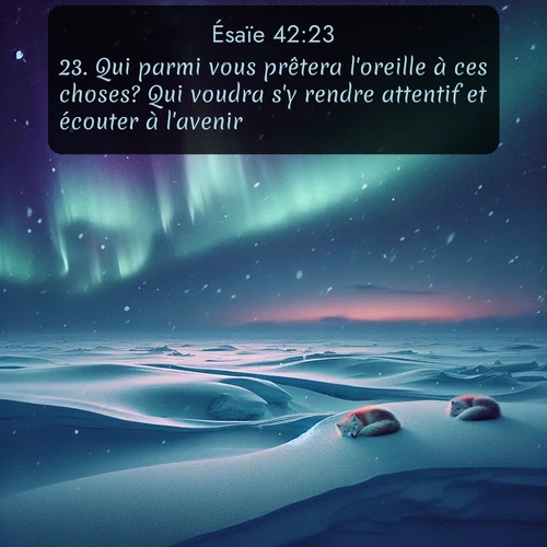 Segond Ésaïe  ; image nature: image avec le verset biblique :Qui parmi vous prêtera l&#039;oreille à ces choses? Qui voudra s&#039;y rendre attentif et écouter à l&#039;avenir? ;  ; 42:23