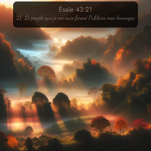 Segond Ésaïe  ; image nature: image avec le verset biblique :Le peuple que je me suis formé Publiera mes louanges. ;  ; 43:21