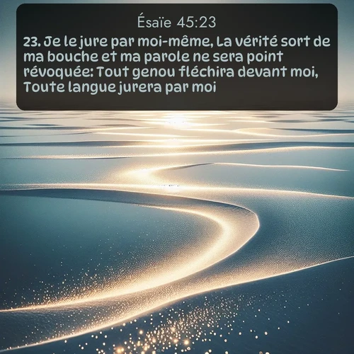 Segond Ésaïe  ; image nature: image avec le verset biblique :Je le jure par moi-même, La vérité sort de ma bouche et ma parole ne sera point révoquée: Tout genou fléchira devant moi, Toute langue jurera par moi. ;  ; 45:23