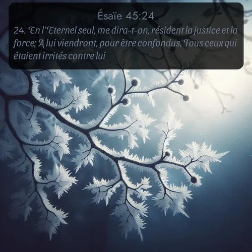 Segond Ésaïe  ; image nature: image avec le verset biblique :En l&#039;Eternel seul, me dira-t-on, résident la justice et la force; A lui viendront, pour être confondus, Tous ceux qui étaient irrités contre lui. ;  ; 45:24