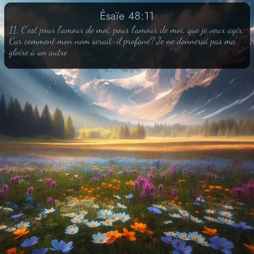 Segond Ésaïe  ; image nature: image avec le verset biblique :C&#039;est pour l&#039;amour de moi, pour l&#039;amour de moi, que je veux agir; Car comment mon nom serait-il profané? Je ne donnerai pas ma gloire à un autre. ;  ; 48:11