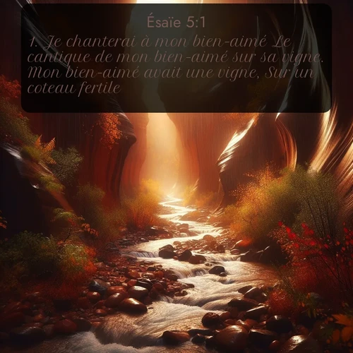 Segond Ésaïe  ; image nature: image avec le verset biblique :Je chanterai à mon bien-aimé Le cantique de mon bien-aimé sur sa vigne. Mon bien-aimé avait une vigne, Sur un coteau fertile. ;  ; 5:1