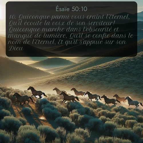 Segond Ésaïe  ; image nature: image avec le verset biblique :Quiconque parmi vous craint l&#039;Eternel, Qu&#039;il écoute la voix de son serviteur! Quiconque marche dans l&#039;obscurité et manque de lumière, Qu&#039;il se confie dans le nom de l&#039;Eternel, Et qu&#039;il s&#039;appuie sur son Dieu! ;  ; 50:10