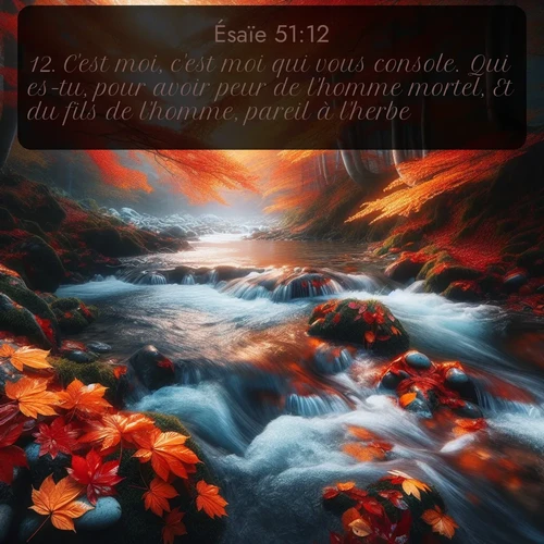 Segond Ésaïe  ; image nature: image avec le verset biblique :C&#039;est moi, c&#039;est moi qui vous console. Qui es-tu, pour avoir peur de l&#039;homme mortel, Et du fils de l&#039;homme, pareil à l&#039;herbe? ;  ; 51:12