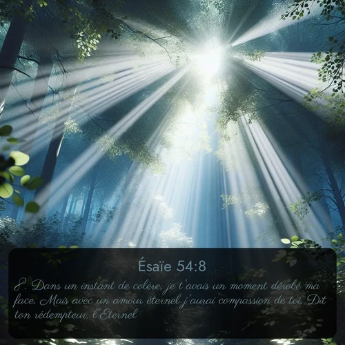 Segond Ésaïe  ; image nature: image avec le verset biblique :Dans un instant de colère, je t&#039;avais un moment dérobé ma face, Mais avec un amour éternel j&#039;aurai compassion de toi, Dit ton rédempteur, l&#039;Eternel. ;  ; 54:8