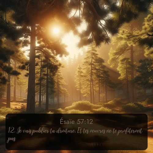 Segond Ésaïe  ; image nature: image avec le verset biblique :Je vais publier ta droiture, Et tes oeuvres ne te profiteront pas. ;  ; 57:12