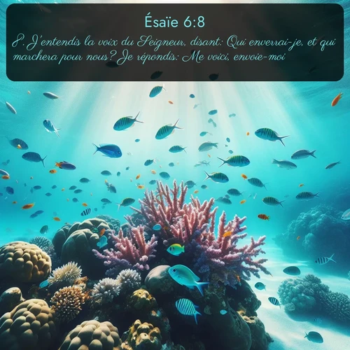 Segond Ésaïe  ; image nature: image avec le verset biblique :J&#039;entendis la voix du Seigneur, disant: Qui enverrai-je, et qui marchera pour nous? Je répondis: Me voici, envoie-moi. ;  ; 6:8