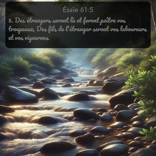 Segond Ésaïe  ; image nature: image avec le verset biblique :Des étrangers seront là et feront paître vos troupeaux, Des fils de l&#039;étranger seront vos laboureurs et vos vignerons. ;  ; 61:5