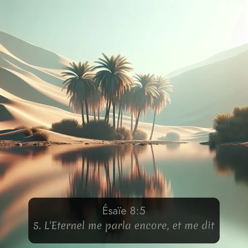Segond Ésaïe  ; image nature: image avec le verset biblique :L&#039;Eternel me parla encore, et me dit: ;  ; 8:5