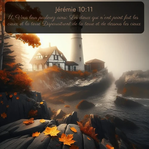 Segond Jérémie  ; image nature: image avec le verset biblique :Vous leur parlerez ainsi: Les dieux qui n&#039;ont point fait les cieux et la terre Disparaîtront de la terre et de dessous les cieux. ;  ; 10:11