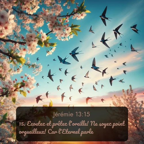 Segond Jérémie  ; image nature: image avec le verset biblique :Ecoutez et prêtez l&#039;oreille! Ne soyez point orgueilleux! Car l&#039;Eternel parle. ;  ; 13:15