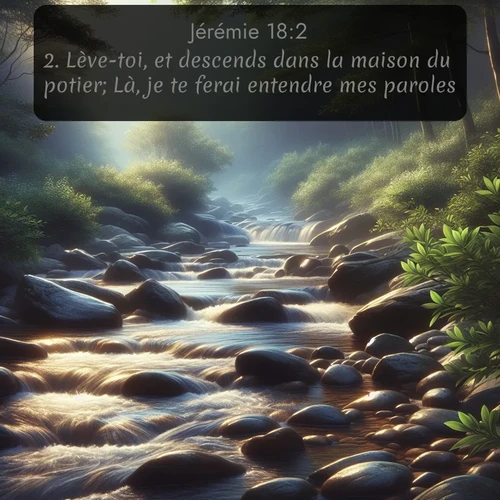 Segond Jérémie  ; image nature: image avec le verset biblique :Lève-toi, et descends dans la maison du potier; Là, je te ferai entendre mes paroles. ;  ; 18:2